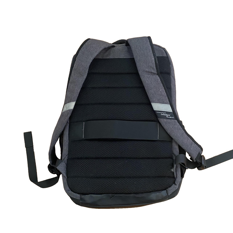 Swissdigital Smart Backpack Gray Laptop Travel Bag 19" Large USB Charging Port gallery