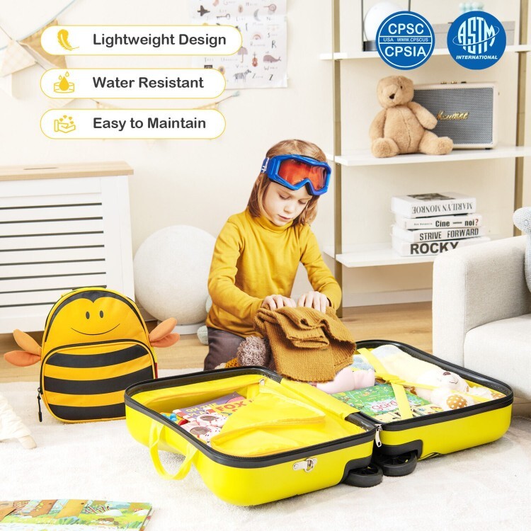 2 Pieces 18 Inch Ride-on Kids Luggage Set with Spinner Wheels gallery