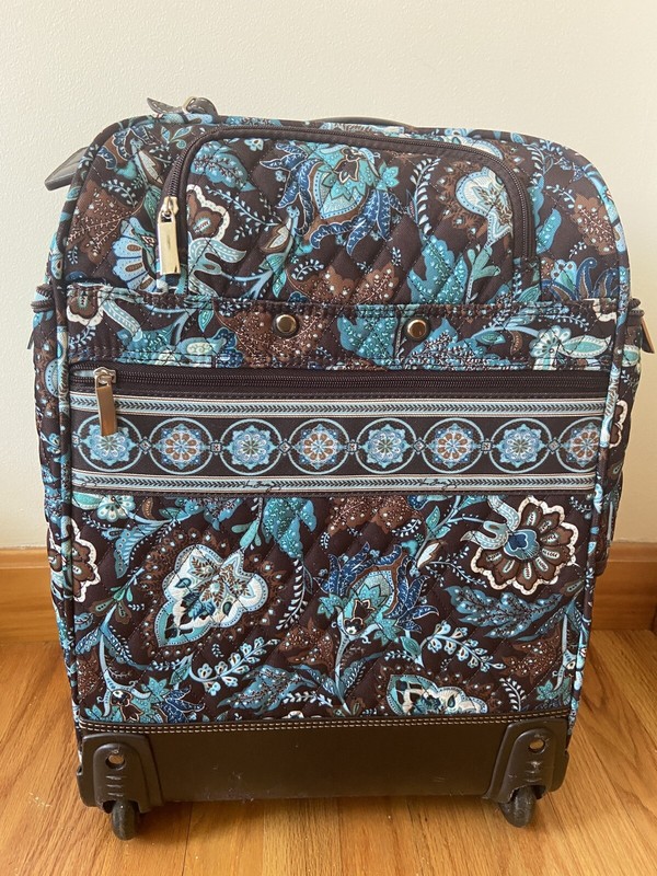 Vera Bradley Carry On Suitcase Java Blue Brown Rolling Bag Luggage gallery