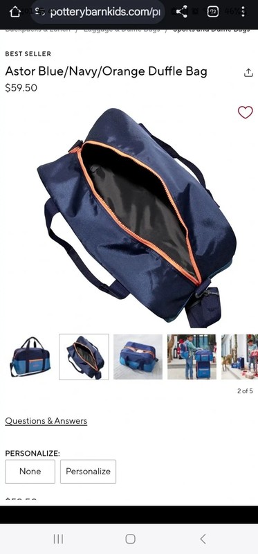 Pottery Barn 3 Piece Set Duffle, Backpack, Lunchbox Astor Blue DJ gallery