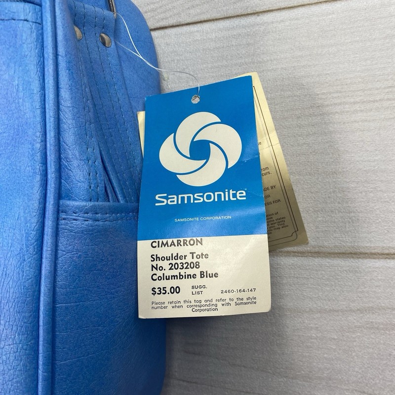 RETRO Vtg Samsonite Silhouette Weekender Bag Luggage Blue/Tan Shoulder Tote NOS gallery