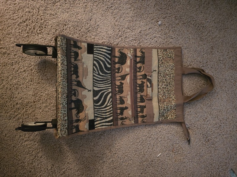 Benjamin Jordan Animal Print Canvas Rolling Tote Brown Beige Black with Handles