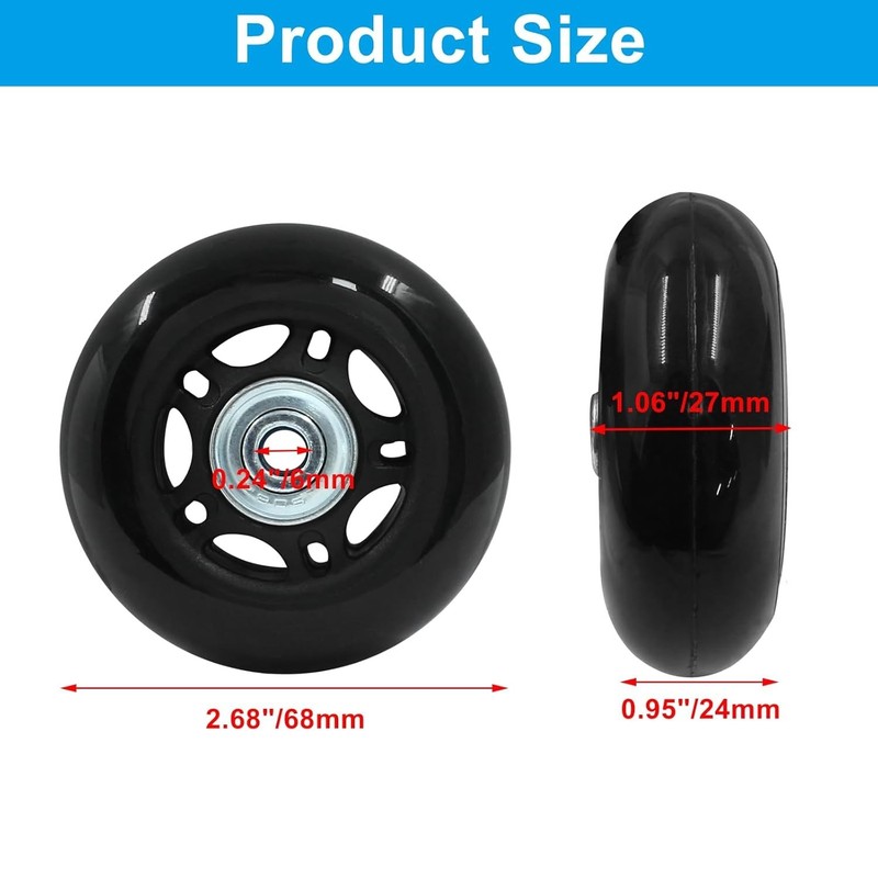 2 Pack 68mm Silent Suitcase Replacement Wheels for Smooth Travel - Black gallery