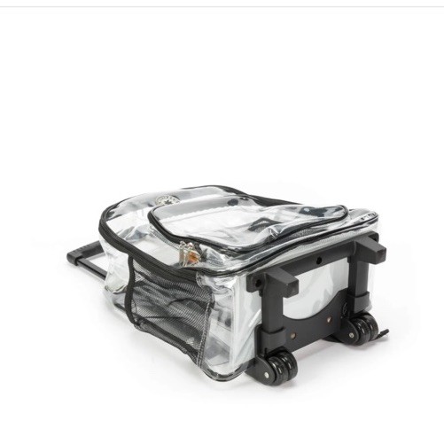 K-Cliffs Clear Rolling Backpack 17" Heavy Duty Wheeled PVC School Travel Bag NEW gallery