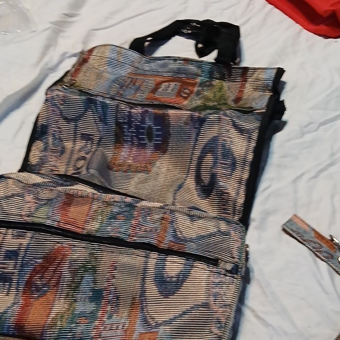 Multicolor Abstract Rolling Tote Nylon Travel Bag with Zippered Compartments gallery
