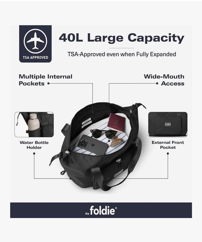 The Foldie® 4.0 Travel Duffle - Water Resistant - Expandable Bottom - Black gallery
