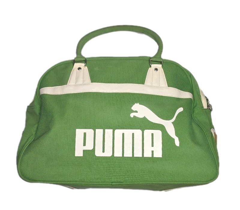 Vintage Puma Retro duffle Bag Canvas bag Green White Read Description