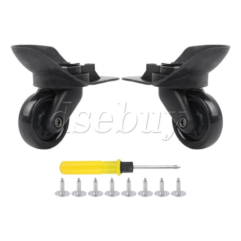 2 Pieces Suitcase Repair Spinner Wheels 3.35 Inch Left & Right W165 Black Set gallery