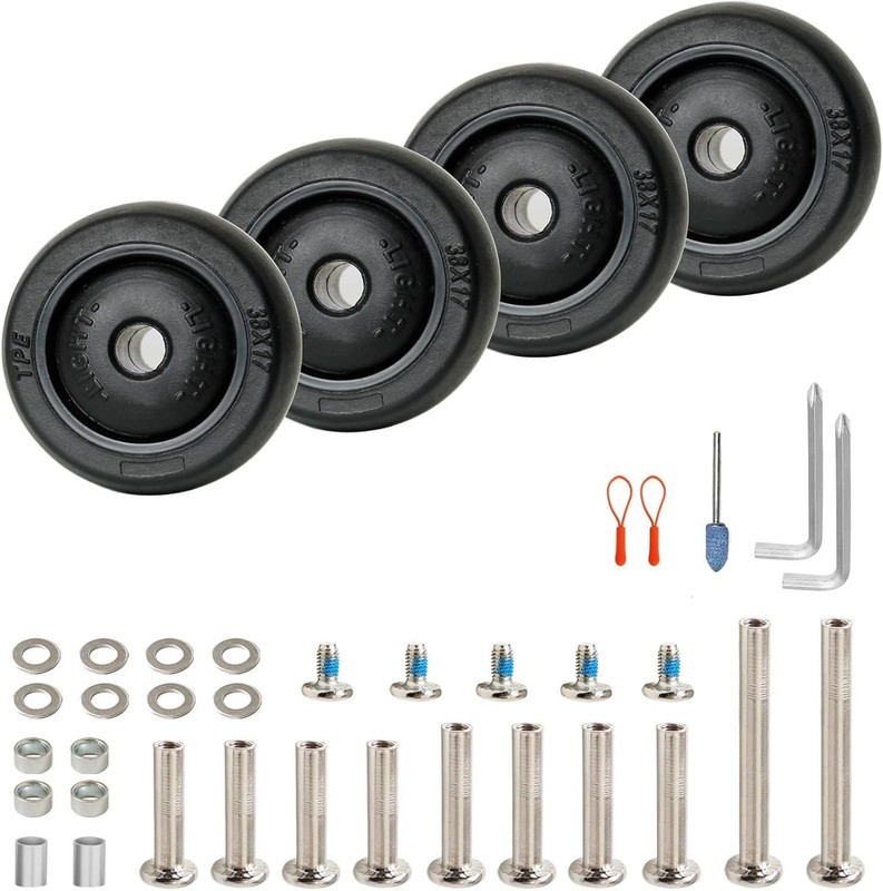 Luggage Suitcase Wheels Replacement Kit, 4 Pieces 1.5 38mm Wheels, Black