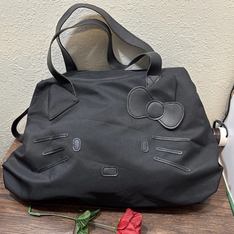 🔥 Sanrio Hello Kitty 2025 Spacious Travel Tote Bag Large Black Adj Strap Nylon