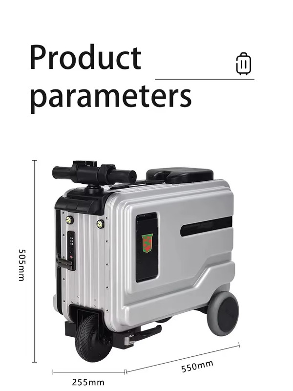 Silver Rideable Electric Carry-On Suitcase Night Light & Cup Holder RETAIL 1160$ gallery