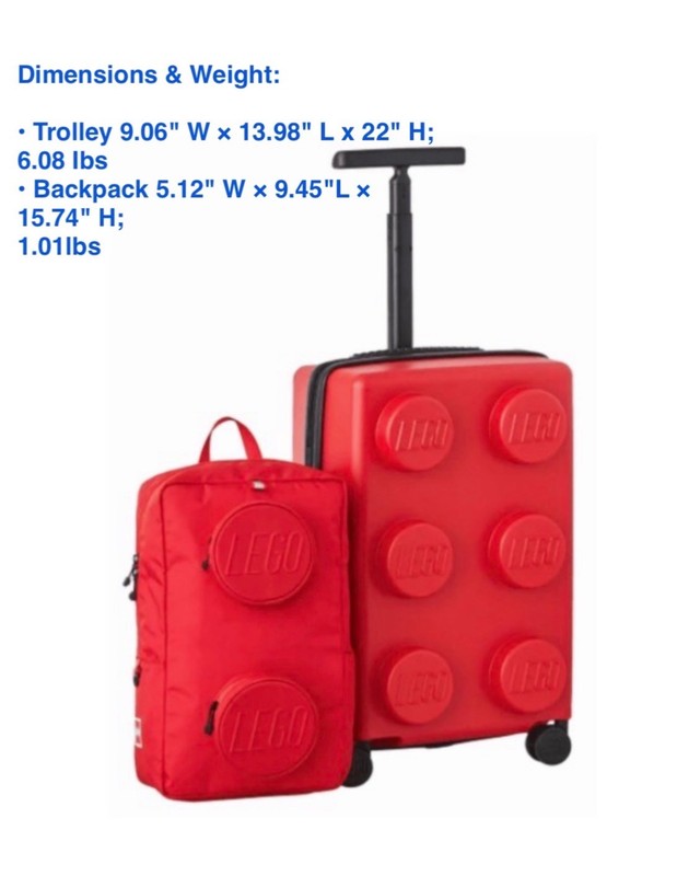 LEGO, Carry-on trolley Lock & Backpack, Luggage, Expandable Carry on & Backpack