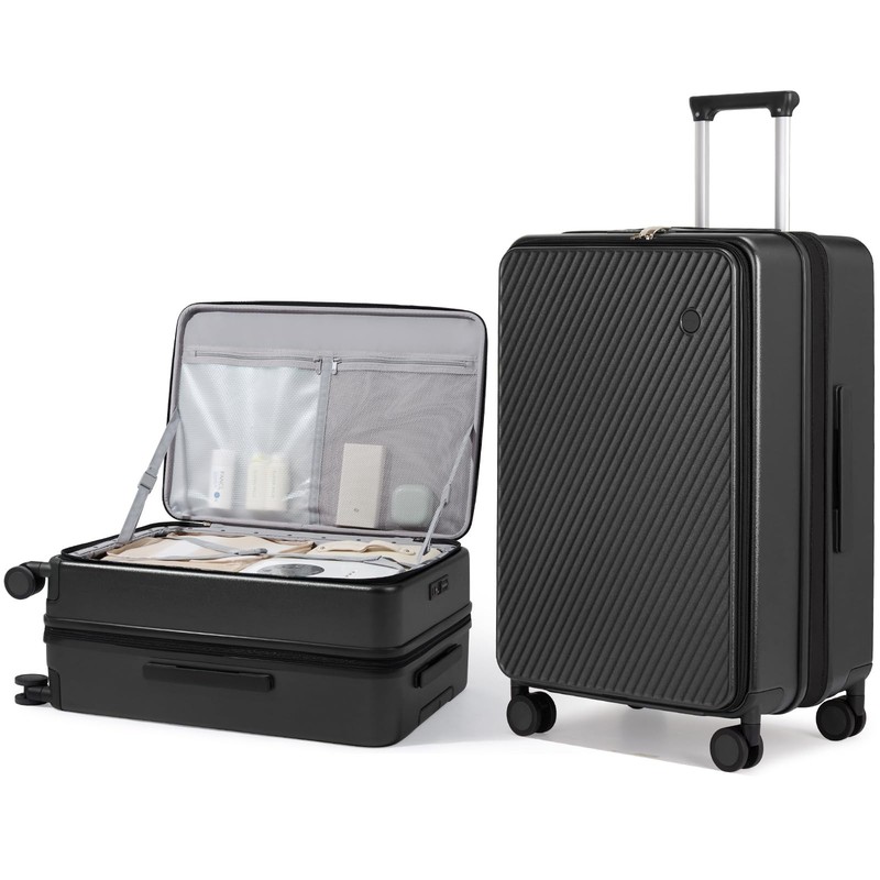 24 Inch Large Expandable Checked Luggage PC Hard Shell Suitcase Top Opening R…