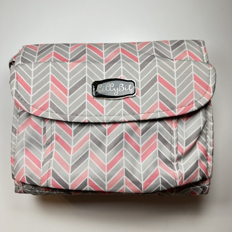 LillyBit Pink Gray Chevron Convertible Adjustable Strap Travel Clutch NWOT
