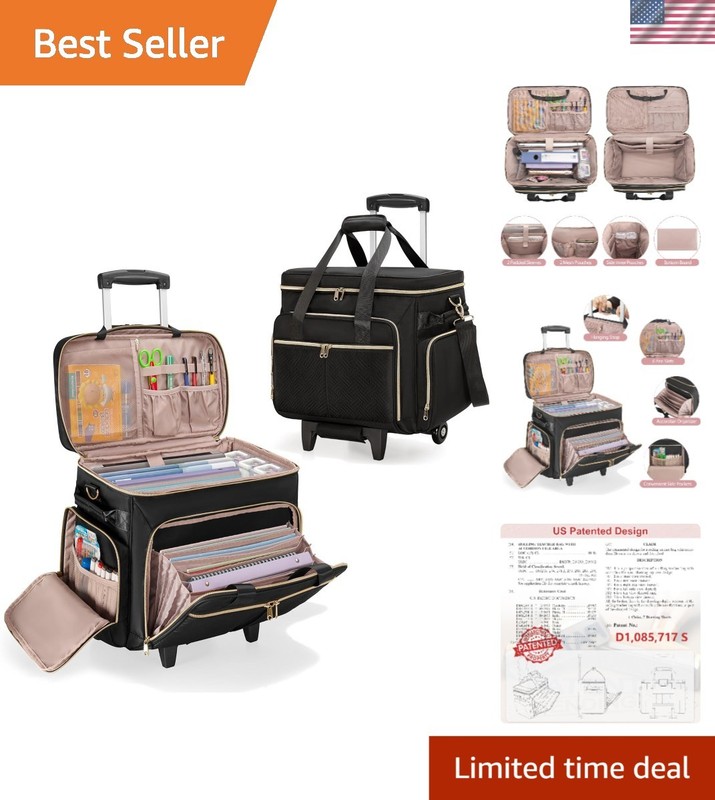 Compact Yet Spacious Teacher Tote with Wheels and Adjustable Trolley Handle