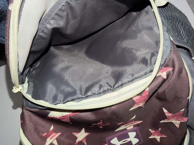 Under Armour Star Pattern Backpack 18" Dark Red Gray Beige Adjustable Straps gallery
