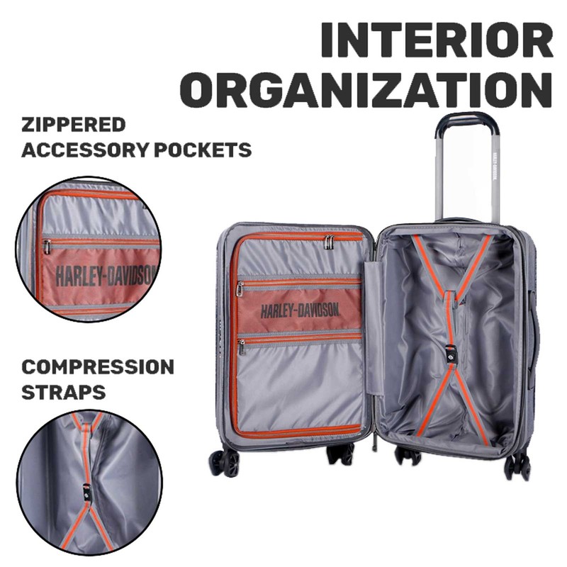 Harley-Davidson 17 in. Cruiser Hard Sided Expandable Wheeling Luggage, Black gallery