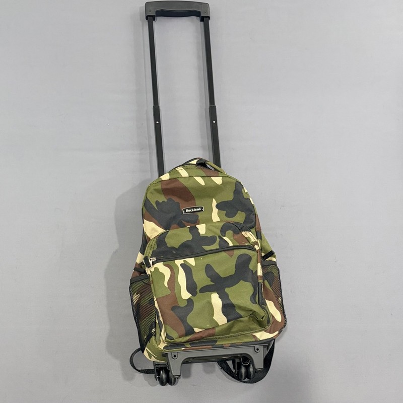 Rockland Double Handle Rolling Backpack 17″ Camo Wheeled School Travel Bag