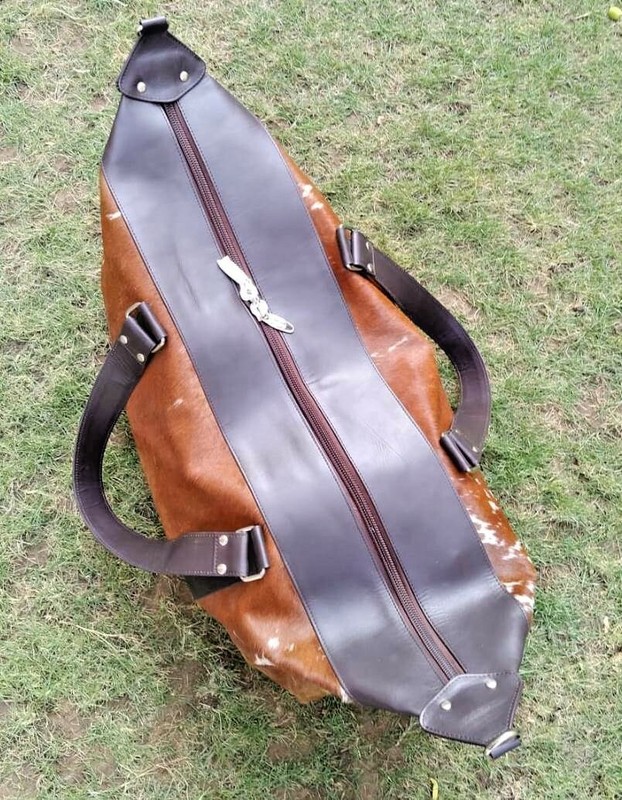 Overnight Weekender Trip Leather Duffle Bag Cowhide Holdall Gym Sports Wear Bag gallery