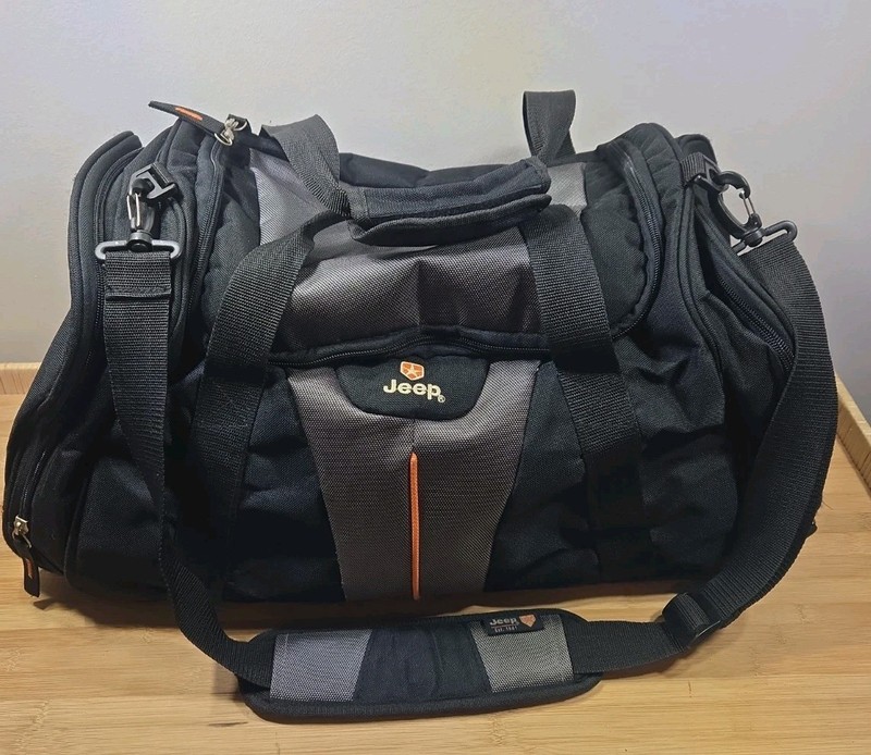 Jeep Duffle Carry On Bag Adjustable Straps Handles Orange Polyester collapsible