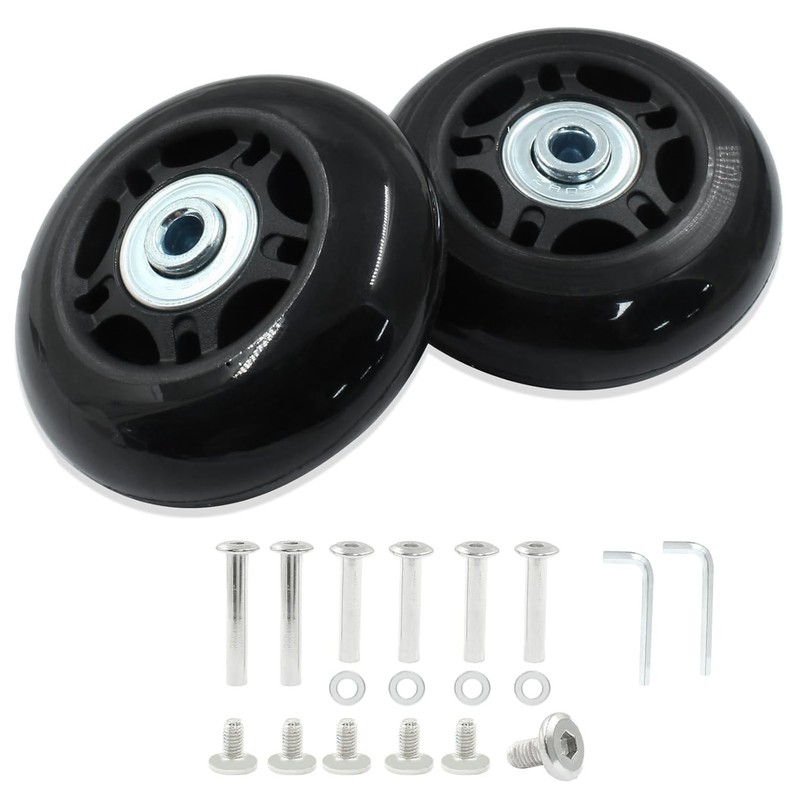 2 Pack 68mm Silent Suitcase Replacement Wheels for Smooth Travel - Black gallery