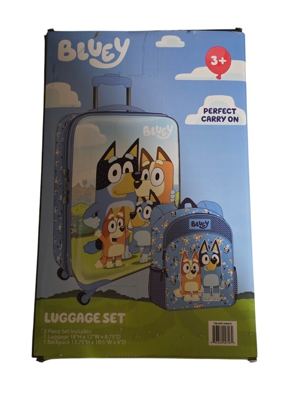 Bluey Kids Trolly Carry on & Back Pack Luggage Set