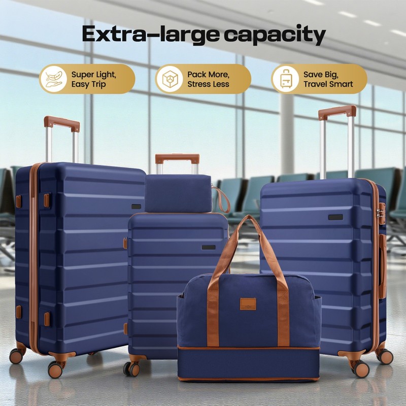3-5 Piece Luggage Set Expandable ABS+PC Hardshell Carry on with Spinner & TSA gallery