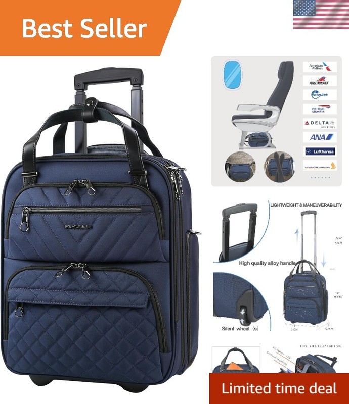 Stylish Multi-Functional 16-Inch Underseat Suitcase for Effortless Travel – Navy
