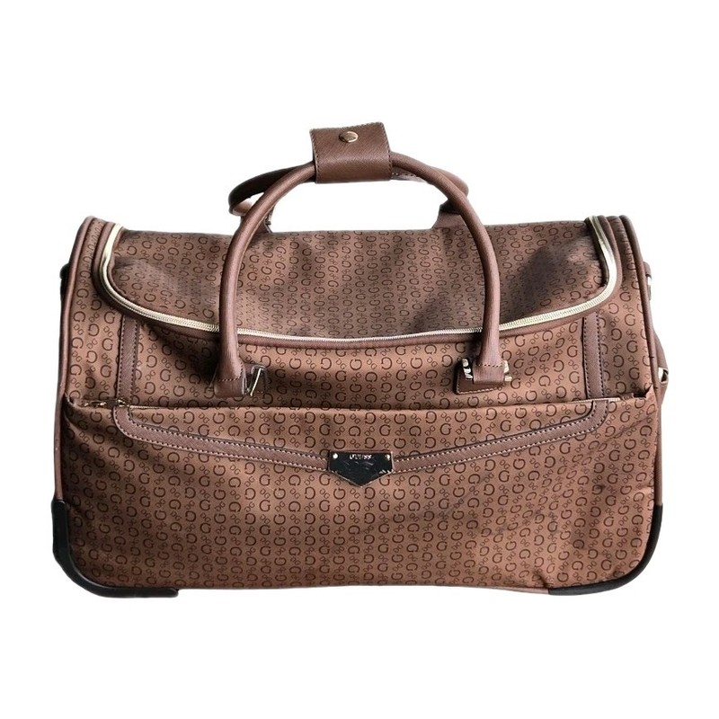 GUESS Kinney Collection Rolling Wheeled Duffel Bag Travel Luggage Cocoa Brown
