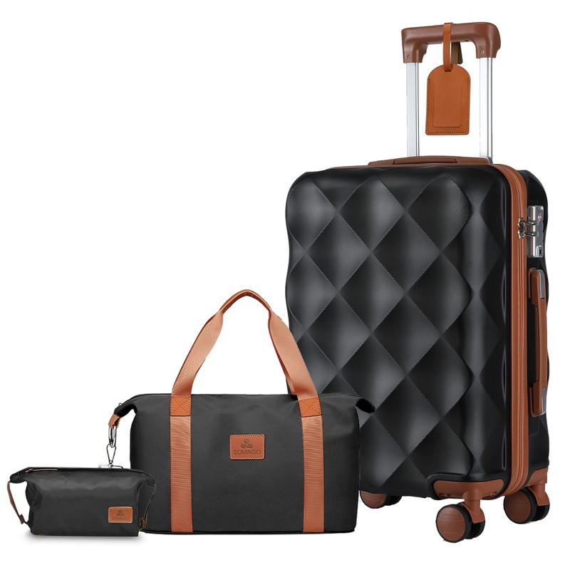 Hardshell Lightweight Travel Luggage Sets Suitcase Lock Diamond Cabin 20 inch