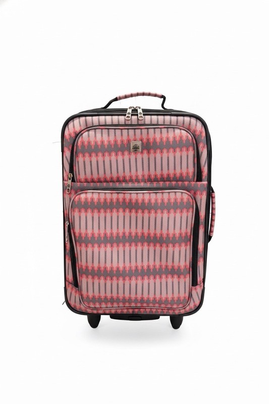 Pink Gray Abstract Pattern Soft Carry-On Luggage with Wheels and Top Handle