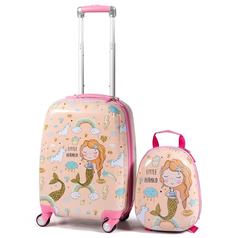 2 PCS Kids Carry-on Luggage Set 12″ Backpack and 18″ Rolling Suitcase