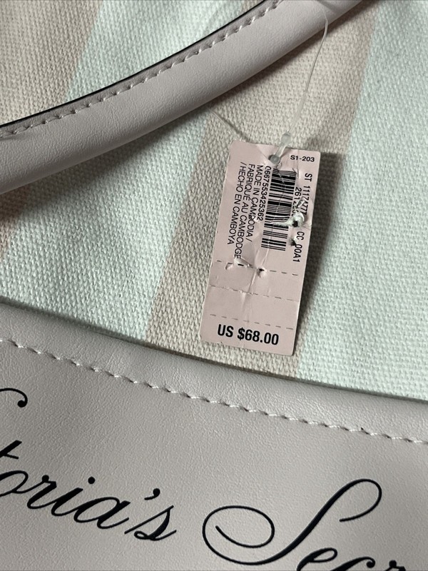 Victorias Secret Signature Pink Stripe Weekender Bag Tote Canvas SOLD OUT gallery
