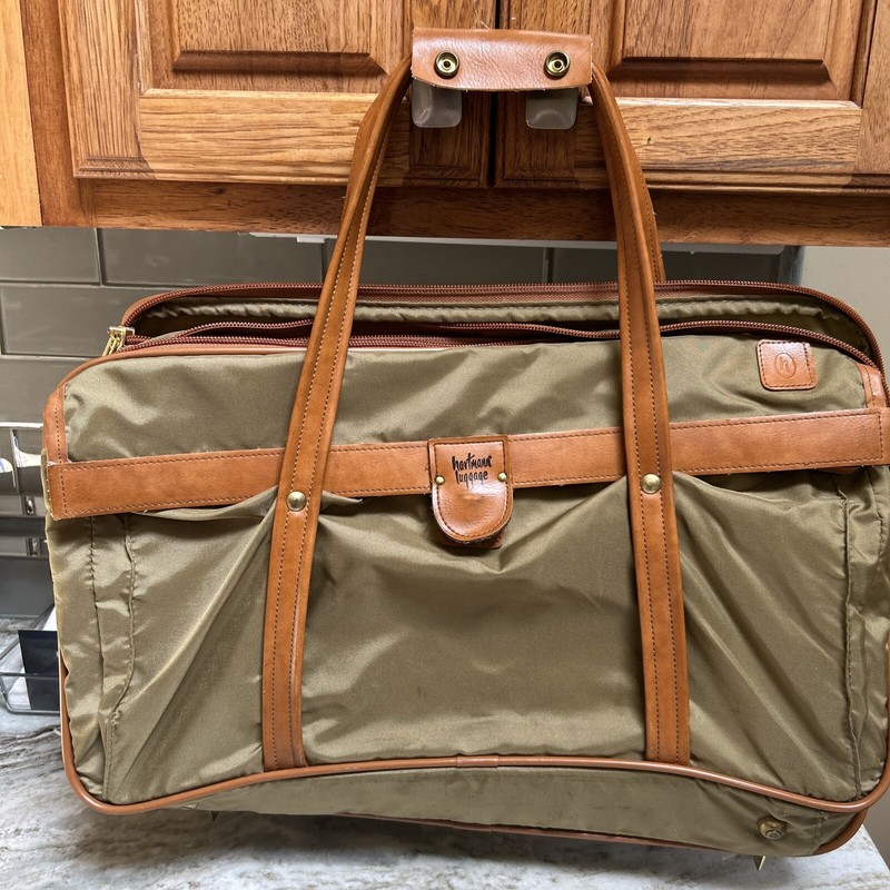 HARTMANN Nylon Leather Weekender Retro Luggage Garment Bag Light Weight 21 In