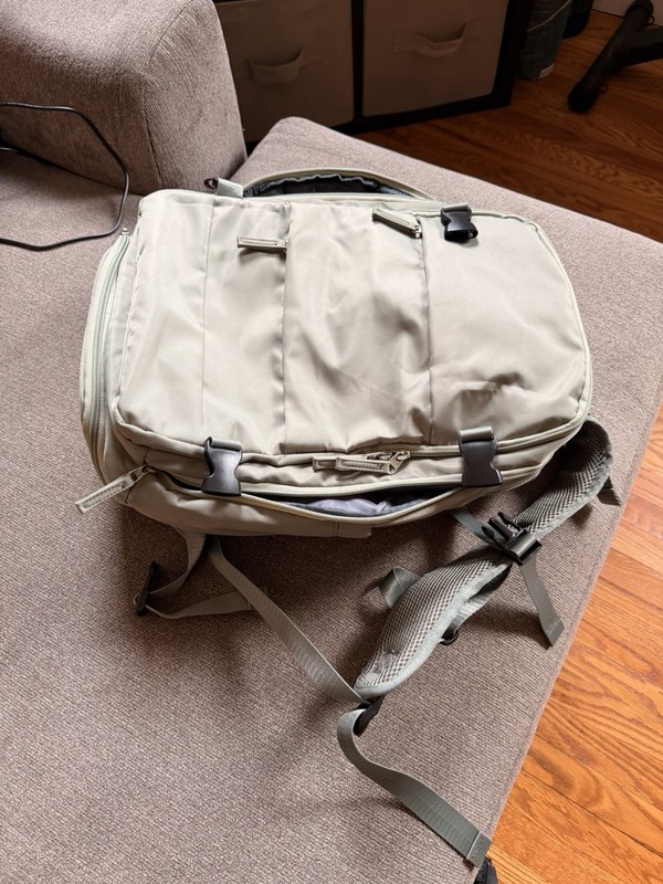 GrayGreenNylon TravelBackpack Adjustable Straps Multi-Compartment Zipper Closure gallery