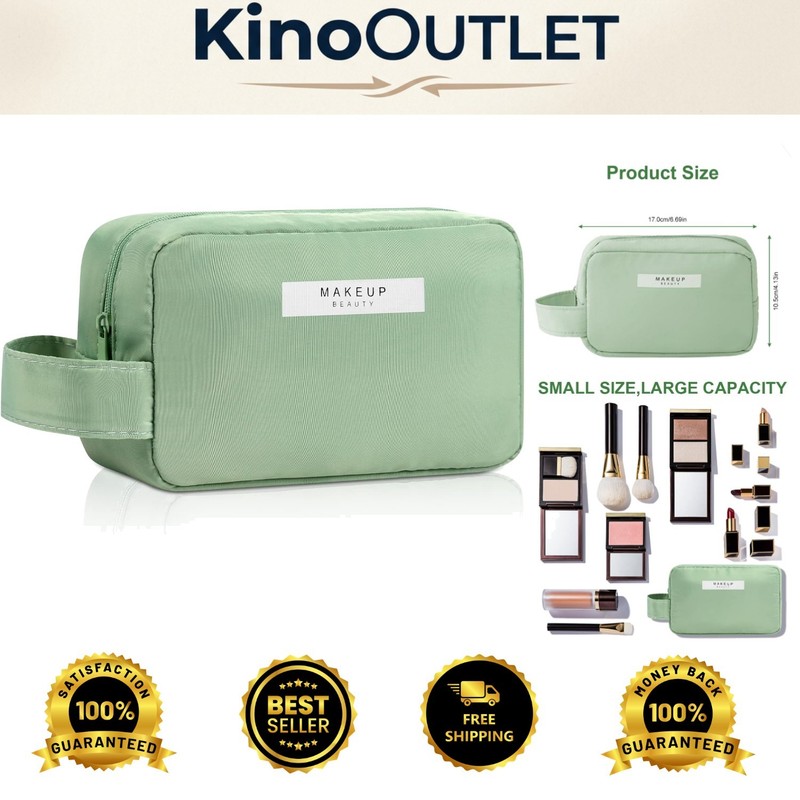 Zipper Closure Toiletry Travel Bag – Compact Solid Green Design for Easy Packing