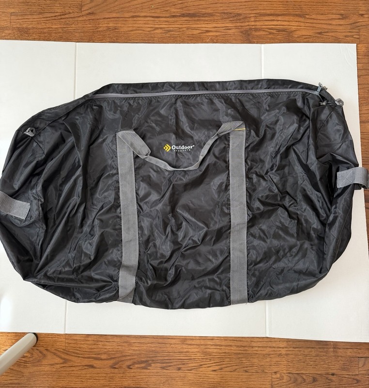 Outdoor Products 36” XL Black Nylon Duffle Bag Adjustable Straps Lightweight