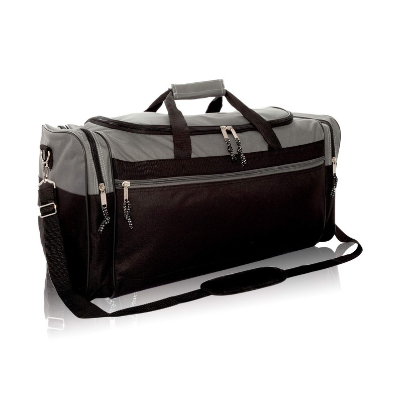 Extra Large Duffle Bag 25 Inch Vacation Travel Duffel Gray Black Heavy Duty