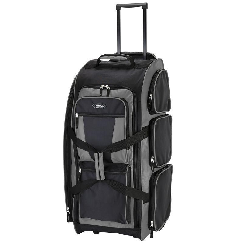 30in Rolling Multi-pocket Upright Duffel Telescopic Handle Skate Wheels Gray New gallery