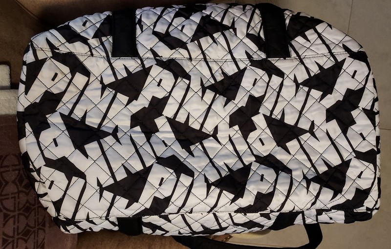 RARE Victoria's Secret PINK Travel Duffle Bag Lg Black & White Logos gallery