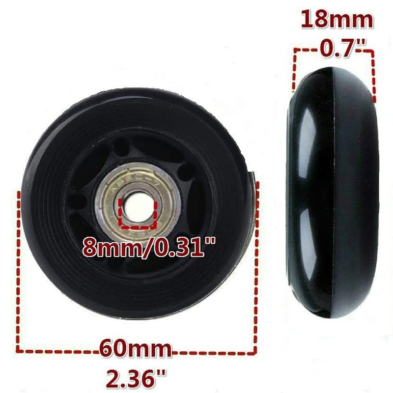 "2Pack Luggage Suitcase Replacement Wheels 60mm with ABEC7 Bearings" gallery