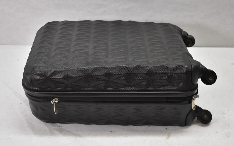 Mini Black Luggage Cabin Hardside Suitcase Zippered Black Textured USED