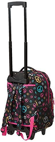 Rockland Double Handle Rolling Backpack, Peace, 17-Inch gallery