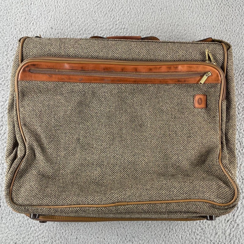 Vintage Hartmann Tweed Wool Garment Bag Bi-Fold Travel Luggage 23″ Zipper