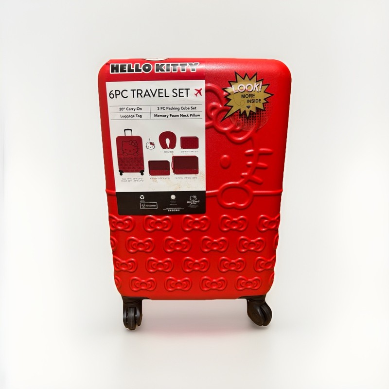 Sanrio Hello Kitty Hard Shell Rolling Carry-on Luggage Suitcase 5pc NEW