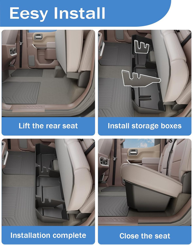 under Seat Storage Box Compatible with 2019-2026 Chevy Chevrolet Silverado 1500/ gallery