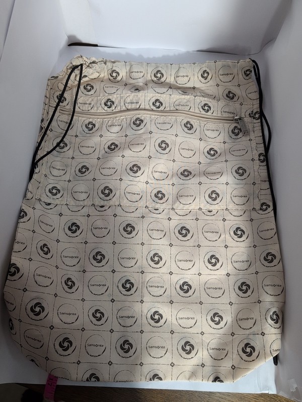 Samsonite Backpack laundry bag 18×14 zipper lightweight logo tan Nice!
