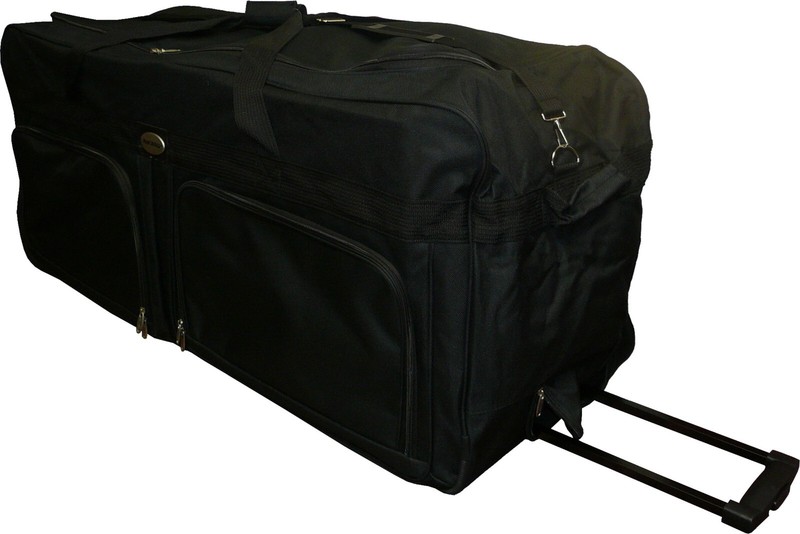 42″ Heavy Duty Polyester Rolling Duffel Wheeled Luggage Suitcase – Black