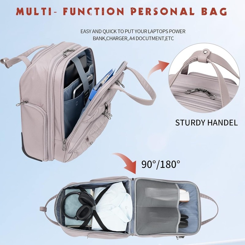 Multi-Functional 16-Inch Underseater Luggage - Secure & Stylish in Dusty Pink gallery