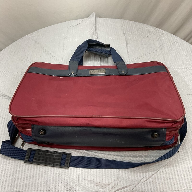 Rare Vtg Samsonite Survivor Carry On Travel Messenger Shoulder Bag Navy Burgandy